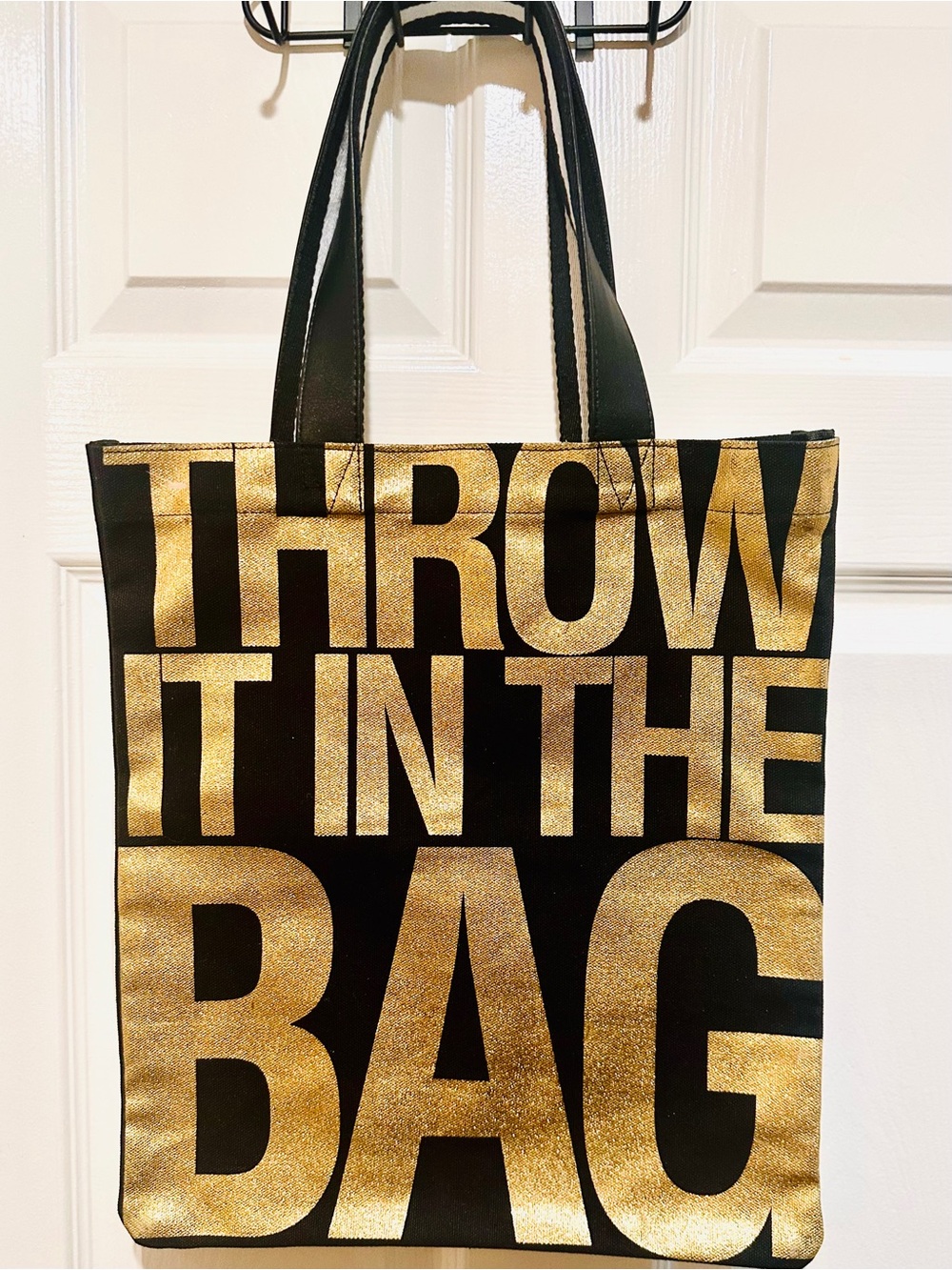 RTR NY Cool B&W w/ Bold Gold Lettering Eye-Catching Everyday Shopping Tote Bag